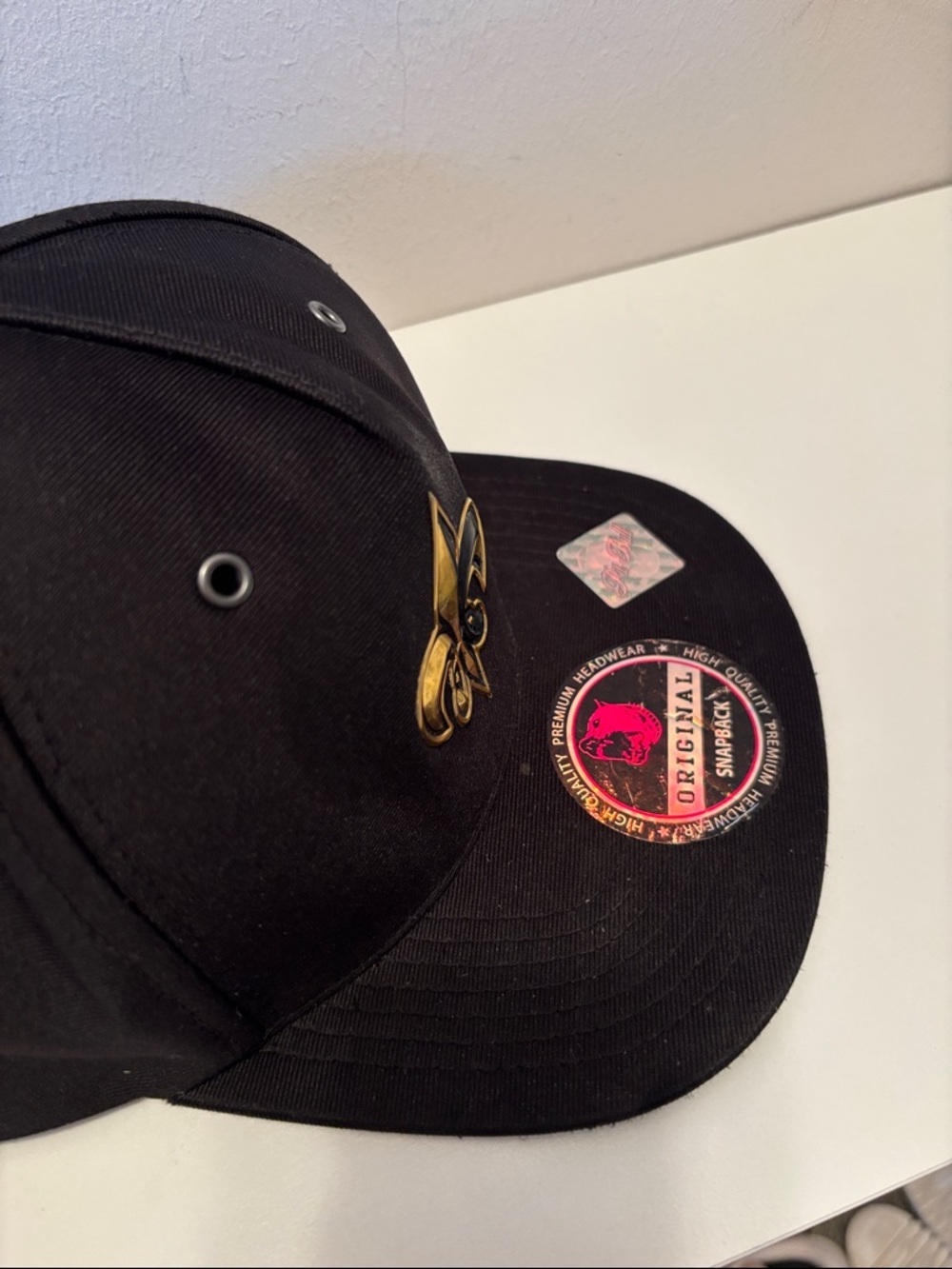 Black Snapback Hat with Gold Saints Emblem pitbull - Picture 5 of 5